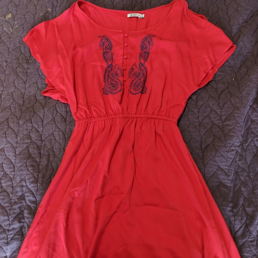 Red Flutter Sleeve Dress